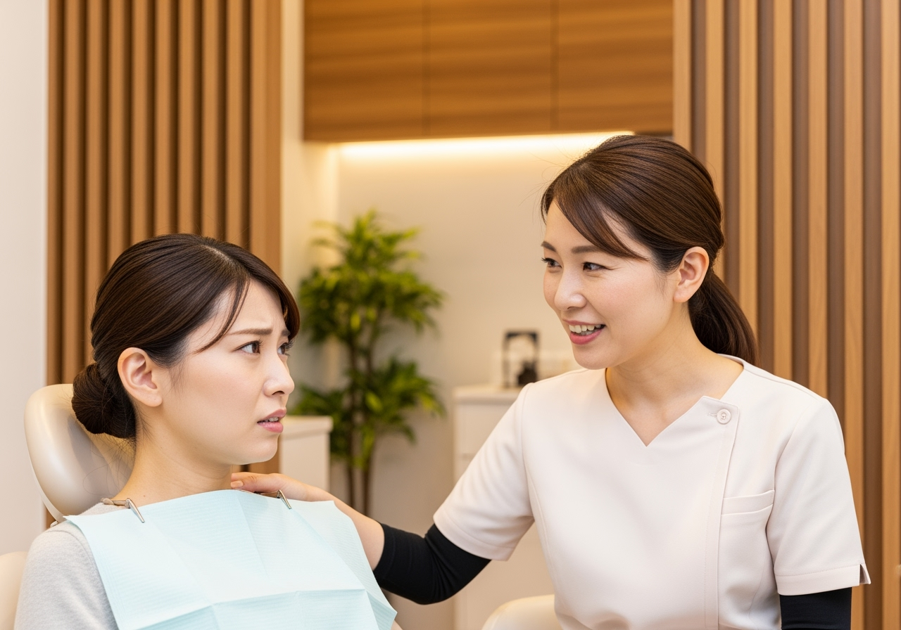 歯科医院で患者さんが緊張しているイメージ画像