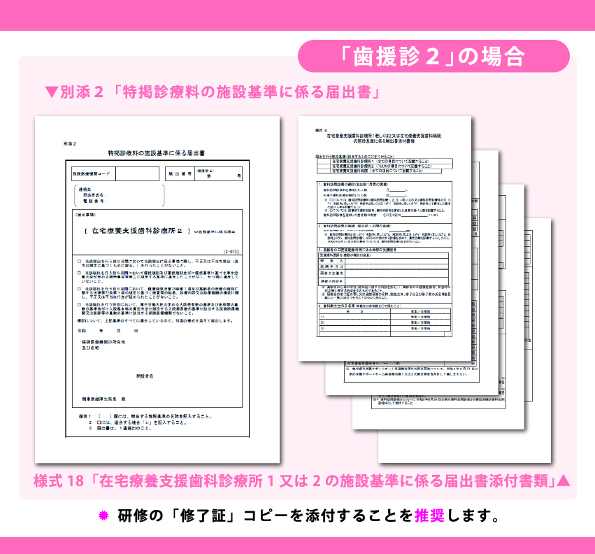 「歯援診2」の届出には別添2と様式18が必要